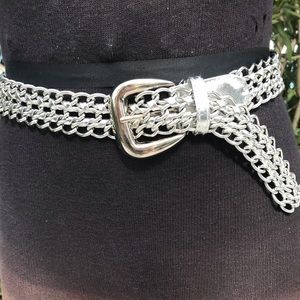 Vintage silver links and faux leather belt